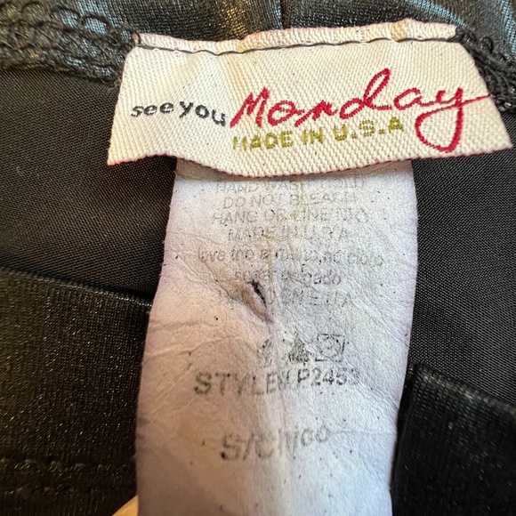 See You Monday-Made In the USA-Shiny Black Leggings with leg zippers-Small - Picture 6 of 7